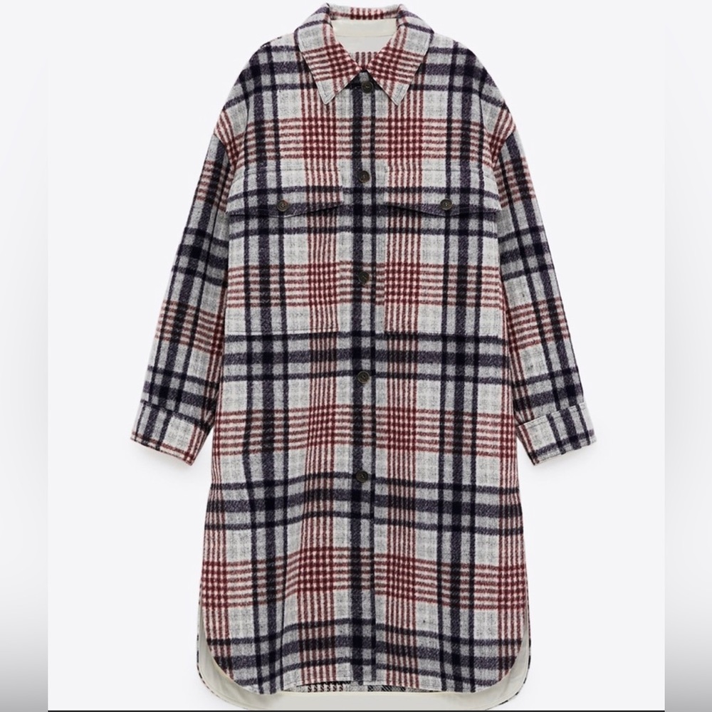 🆕ZARA Long Plaid Overshirt in Small